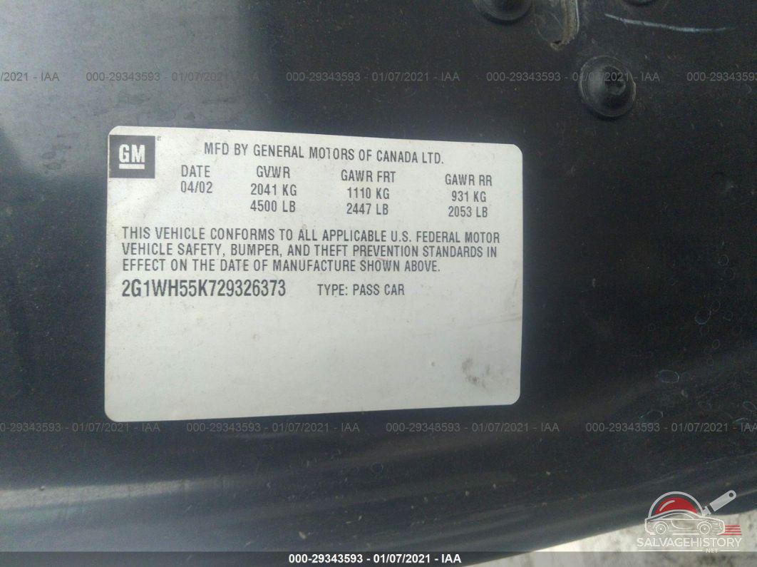 2G1WH55K729326373 2002 CHEVROLET IMPALA photo no. 9