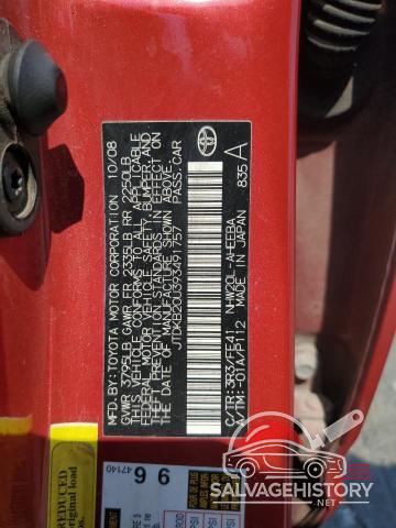 JTDKB20U393491757 2009 TOYOTA PRIUS photo no. 12
