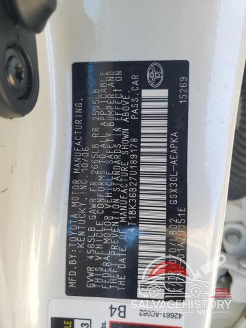 4T1BK36B27U189178 2007 TOYOTA AVALON photo no. 12