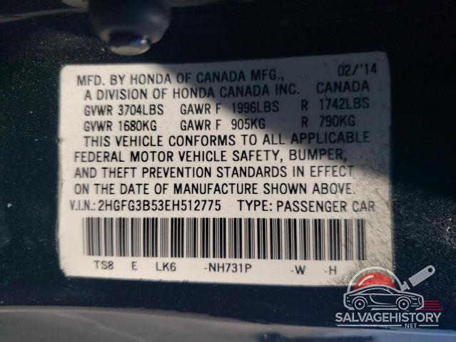 2HGFG3B53EH512775 2014 HONDA CIVIC photo no. 12