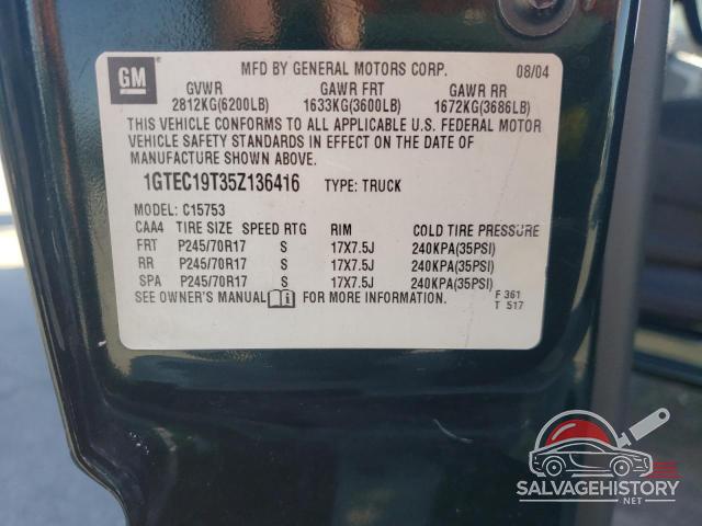 1GTEC19T35Z136416 2005 GMC SIERRA photo no. 12