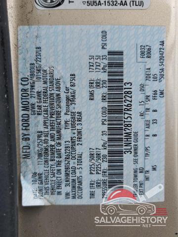 3LNHM28T57R622813 2007 LINCOLN MKZ photo no. 12