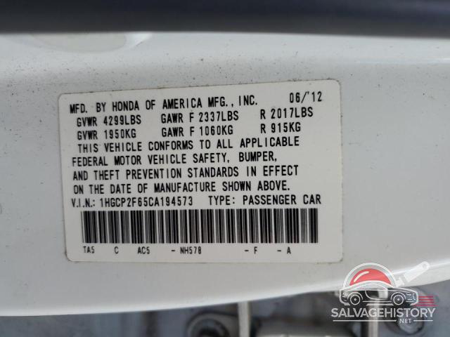 1HGCP2F65CA194573 2012 HONDA ACCORD photo no. 12