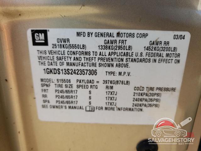 1GKDS13S242357306 2004 GMC ENVOY photo no. 13