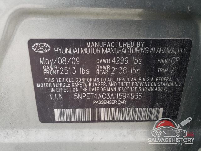 5NPET4AC3AH594536 2010 HYUNDAI SONATA photo no. 12