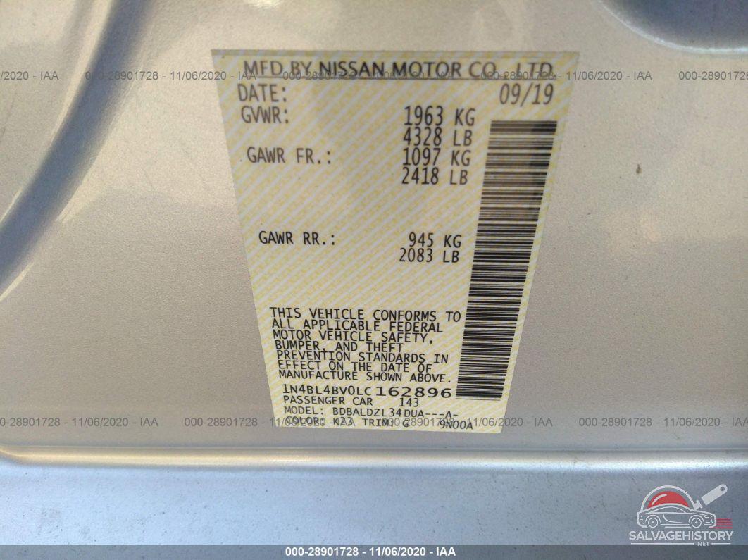 1N4BL4BV0LC162896 2020 NISSAN ALTIMA photo no. 9