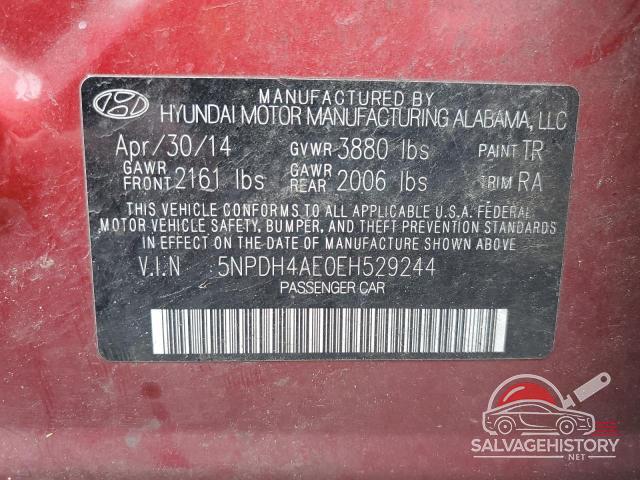5NPDH4AE0EH529244 2014 HYUNDAI ELANTRA photo no. 12