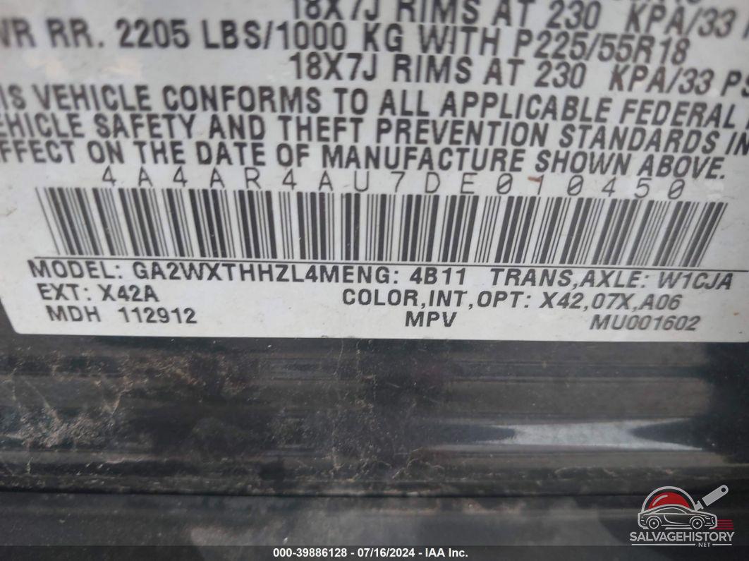 4A4AR4AU7DE010450 2013 MITSUBISHI OUTLANDER SPORT photo no. 9