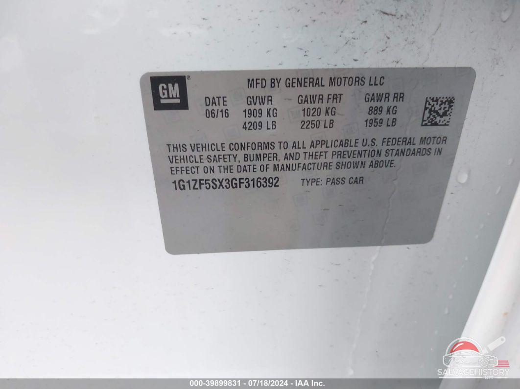 1G1ZF5SX3GF316392 2016 CHEVROLET MALIBU photo no. 9