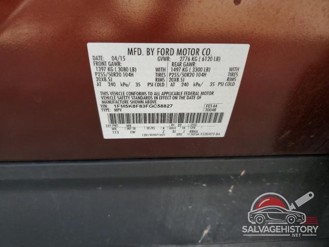 1FM5K8F83FGC58827 2015 FORD EXPLORER photo no. 13