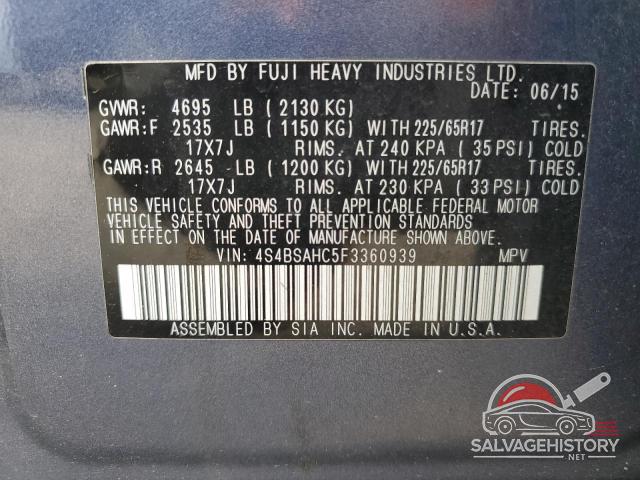 4S4BSAHC5F3360939 2015 SUBARU OUTBACK photo no. 12