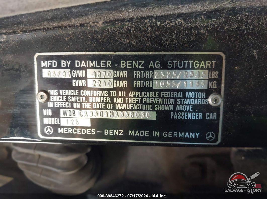 WDBCA35D4HA338030 1987 MERCEDES-BENZ 420 photo no. 9