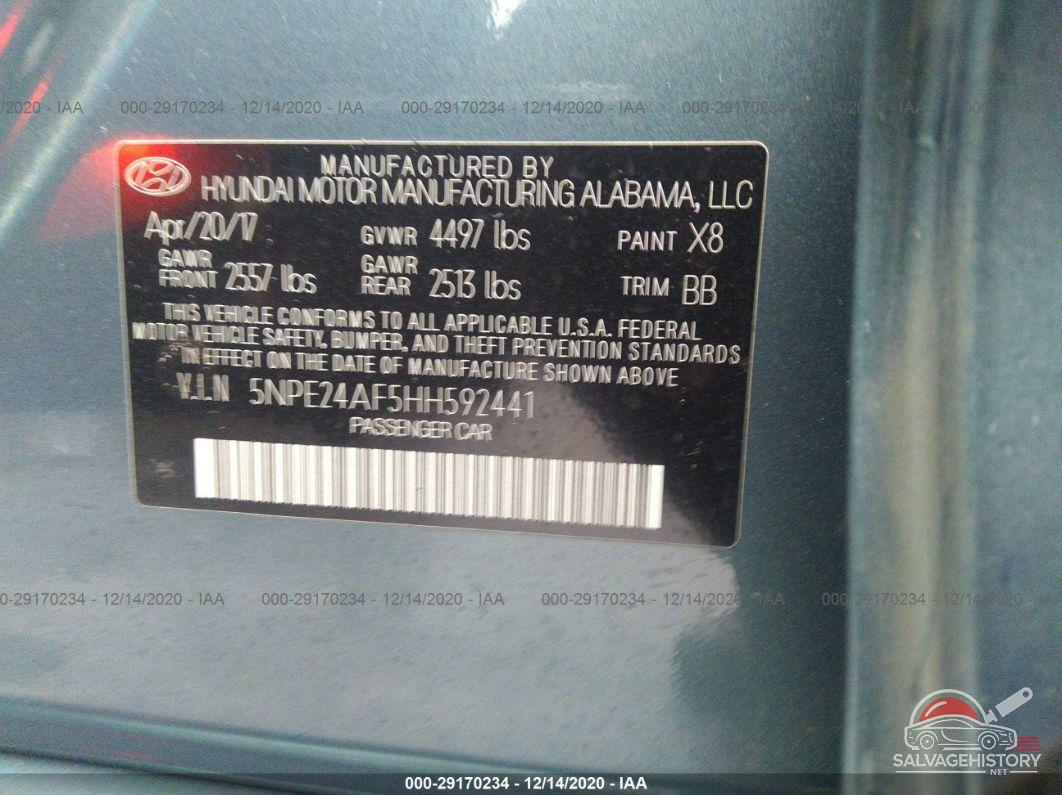 5NPE24AF5HH592441 2017 HYUNDAI SONATA photo no. 9