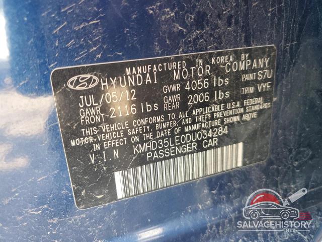 KMHD35LE0DU034284 2013 HYUNDAI ELANTRA photo no. 12