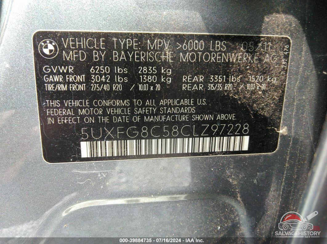 5UXFG8C58CLZ97228 2012 BMW X6 photo no. 9