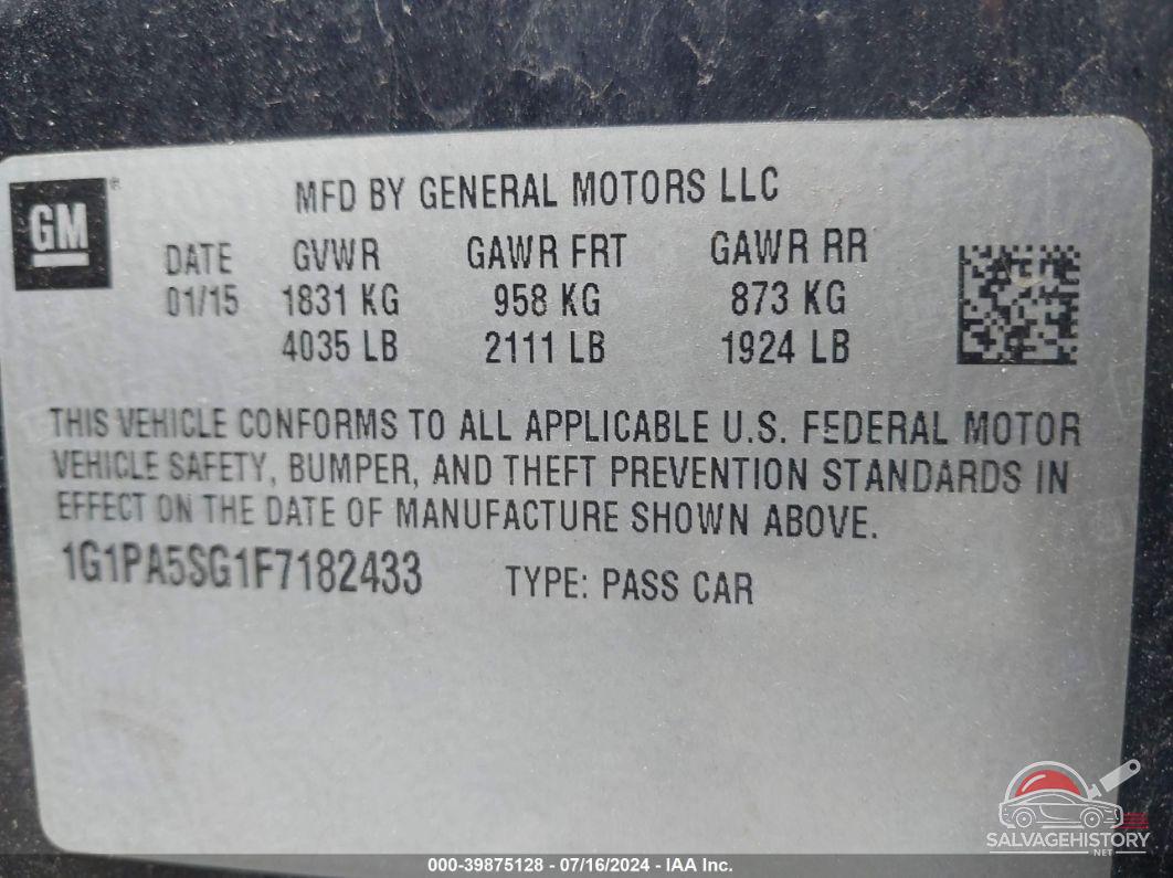 1G1PA5SG1F7182433 2015 CHEVROLET CRUZE photo no. 9