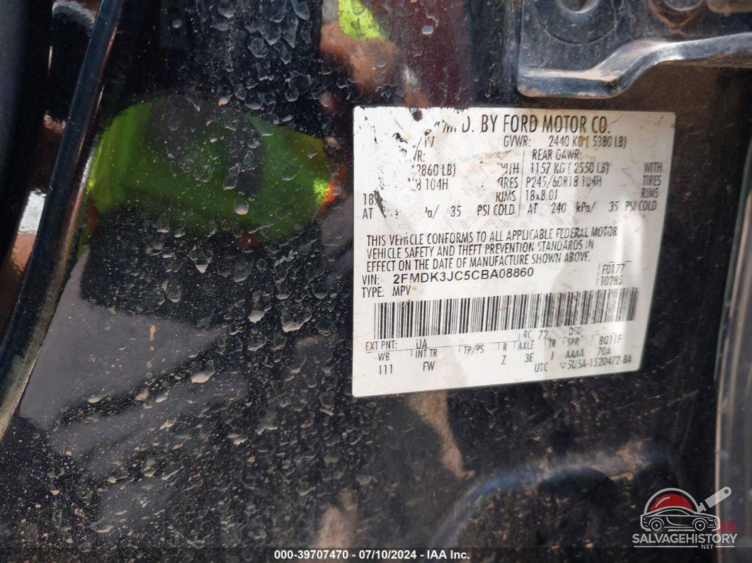 2FMDK3JC5CBA08860 2012 FORD EDGE photo no. 9