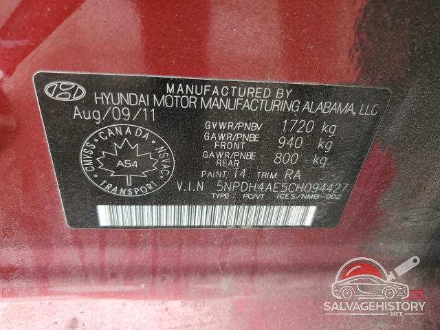 5NPDH4AE5CH094427 2012 HYUNDAI ELANTRA photo no. 12