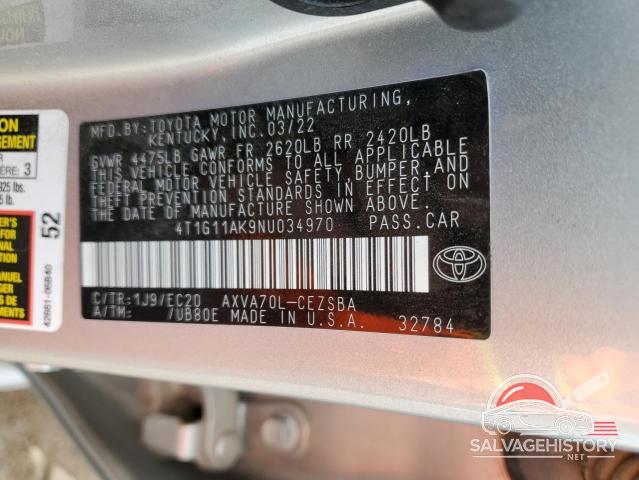 4T1G11AK9NU034970 2022 TOYOTA CAMRY photo no. 13