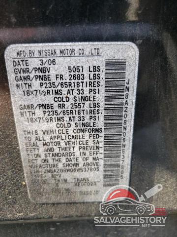 JN8AZ08W06W537805 2006 NISSAN MURANO photo no. 14