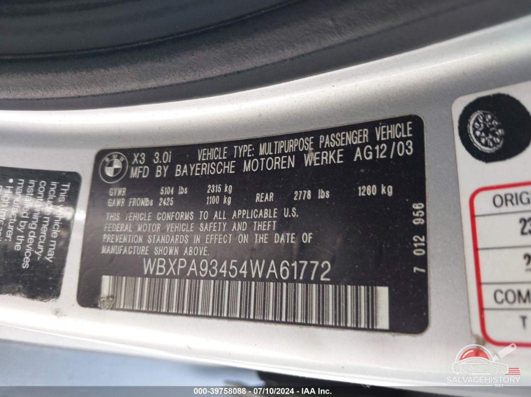 WBXPA93454WA61772 2004 BMW X3 photo no. 9