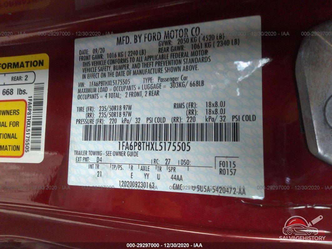 1FA6P8THXL5175505 2020 FORD MUSTANG photo no. 9
