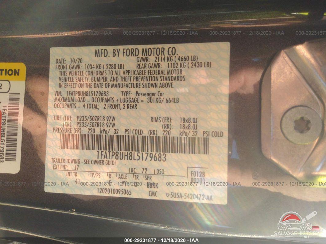 1FATP8UH8L5179683 2020 FORD MUSTANG photo no. 9