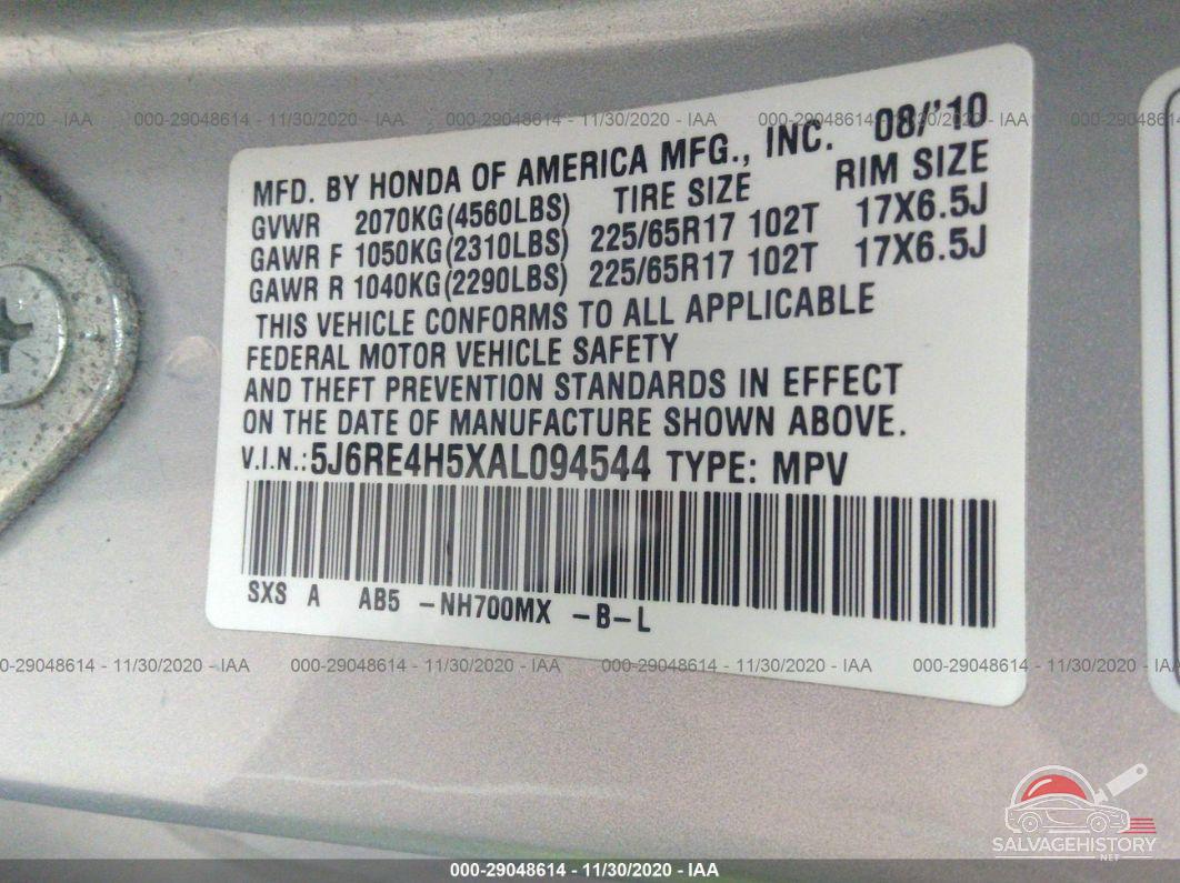 5J6RE4H5XAL094544 2010 HONDA CR-V photo no. 9