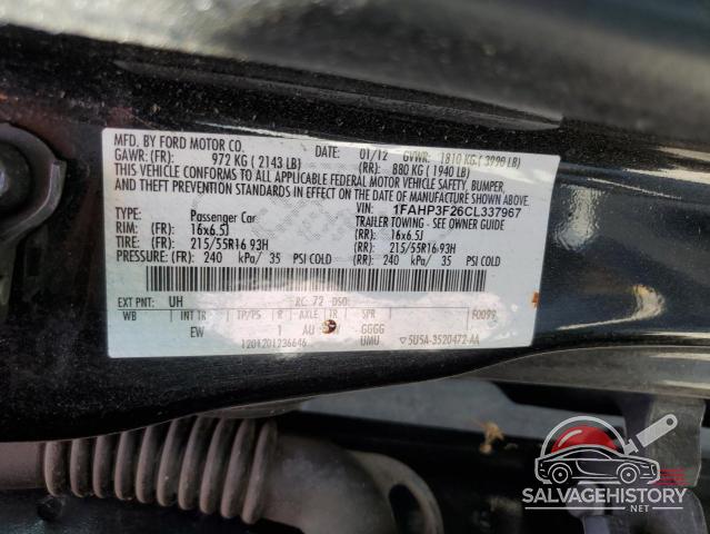 1FAHP3F26CL337967 2012 FORD FOCUS photo no. 12
