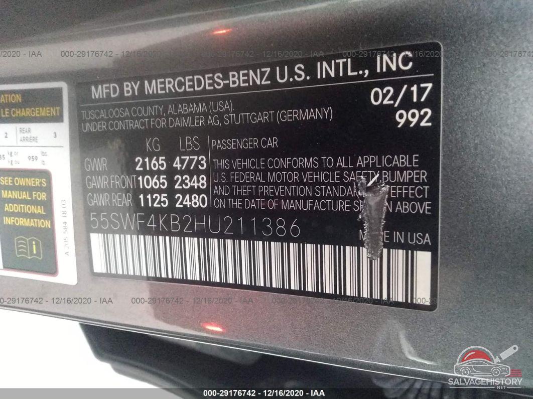 55SWF4KB2HU211386 2017 MERCEDES-BENZ C-CLASS photo no. 9