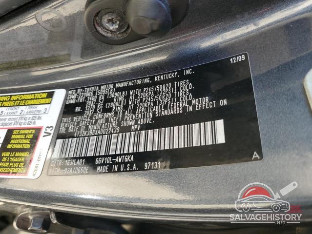 4T3ZK3BBXAU022439 2010 TOYOTA VENZA photo no. 12