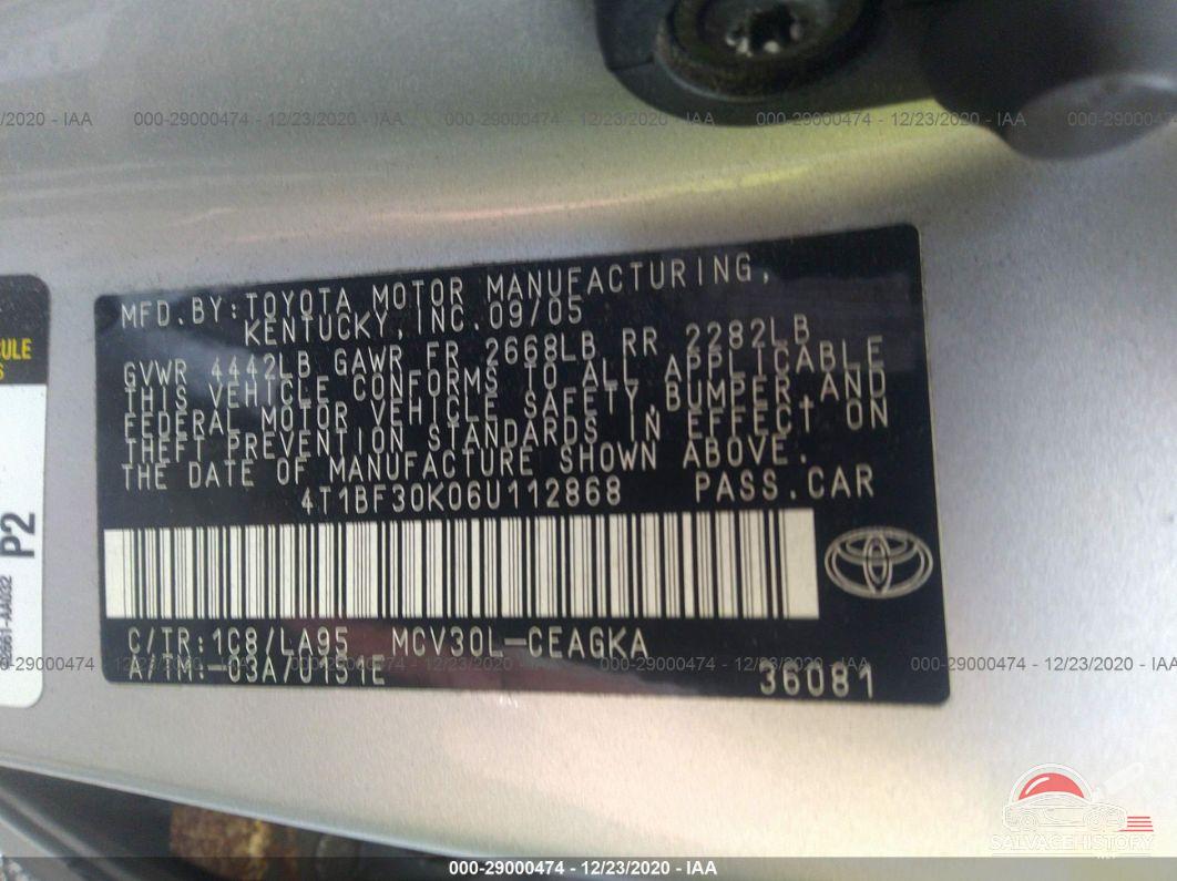 4T1BF30K06U112868 2006 TOYOTA CAMRY photo no. 9