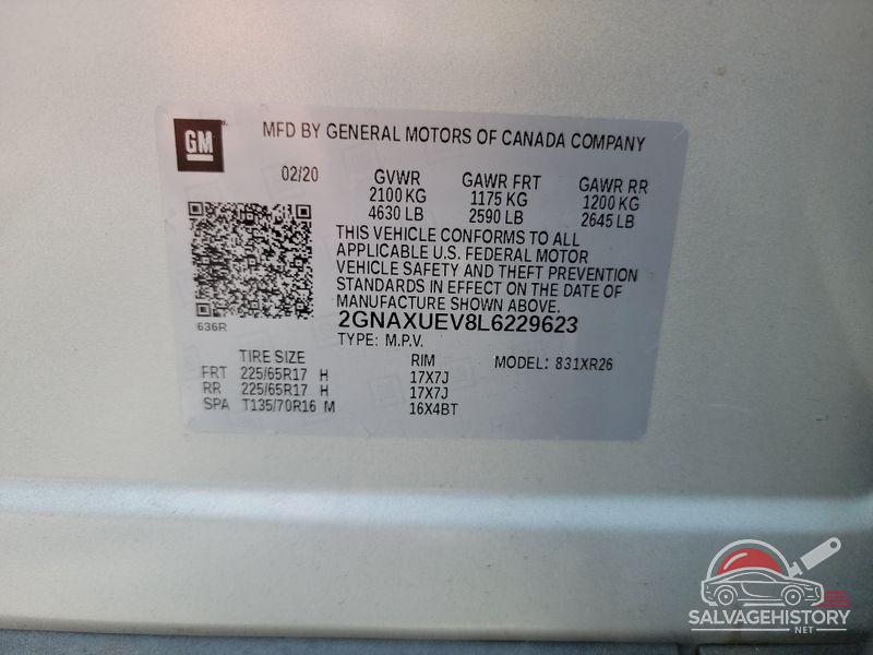 2GNAXUEV8L6229623 2020 CHEVROLET EQUINOX photo no. 16