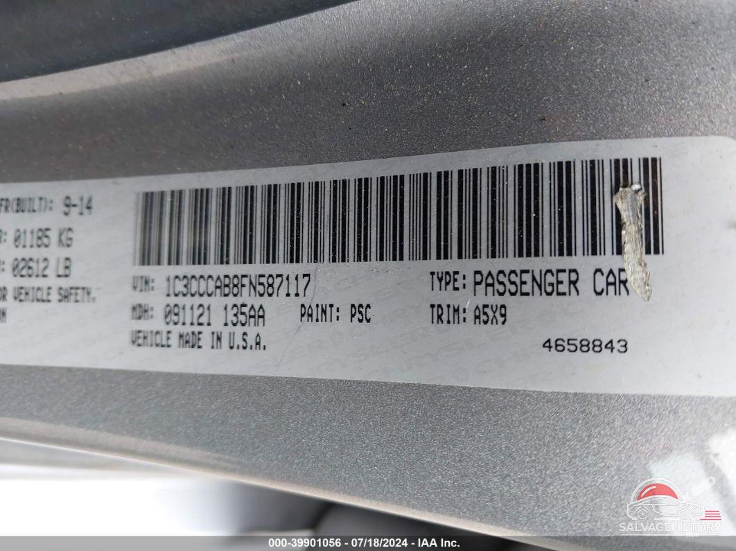 1C3CCCAB8FN587117 2015 CHRYSLER 200 photo no. 9
