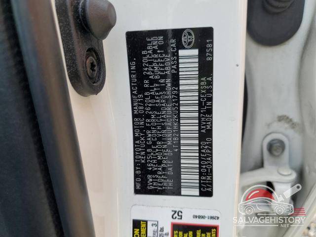 4T1B21HK2KU521792 2019 TOYOTA CAMRY photo no. 12