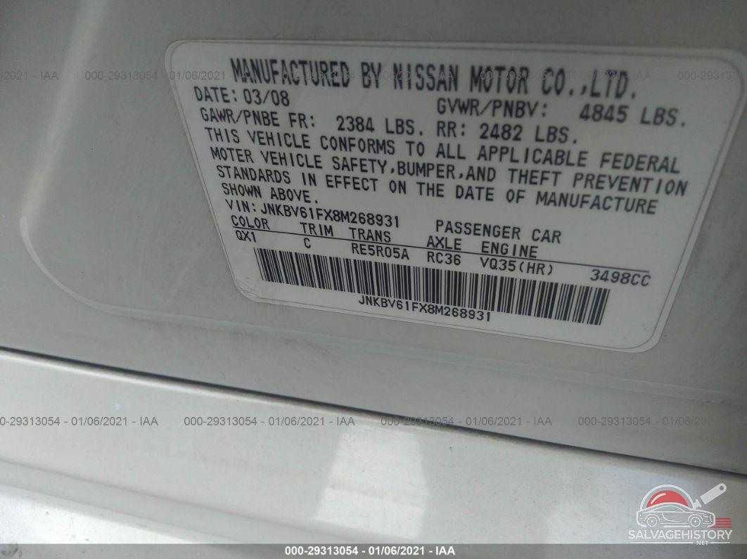 JNKBV61FX8M268931 2008 INFINITI G35 SEDAN photo no. 9