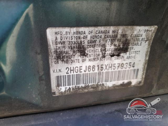 2HGEJ6615XH579354 1999 HONDA CIVIC photo no. 12
