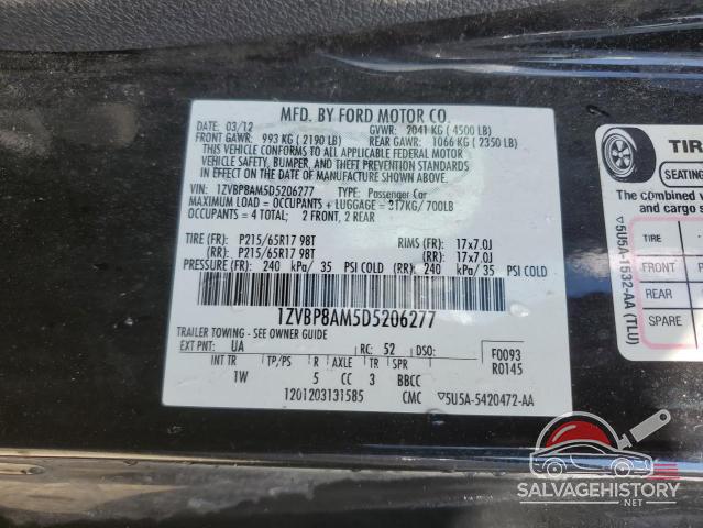 1ZVBP8AM5D5206277 2013 FORD ALL Models photo no. 12