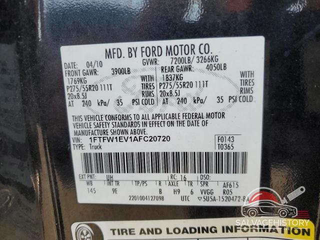 1FTFW1EV1AFC20720 2010 FORD F-150 photo no. 13