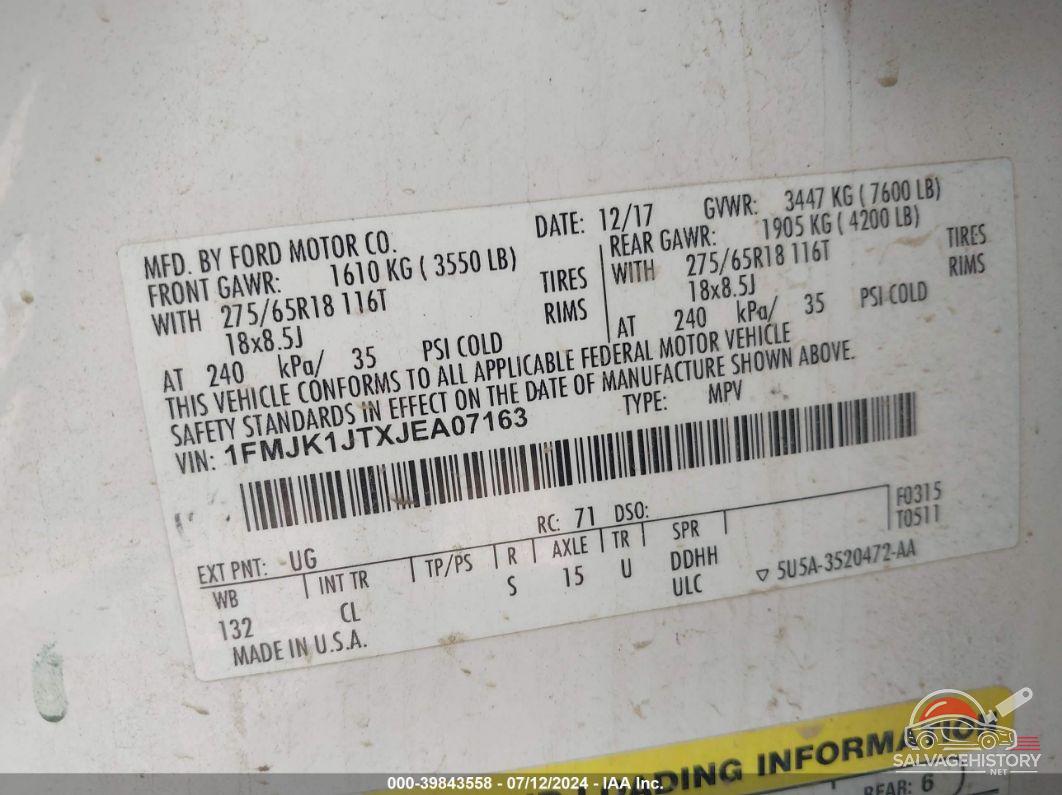 1FMJK1JTXJEA07163 2018 FORD EXPEDITION MAX photo no. 9