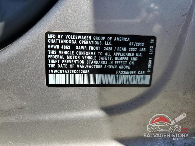 1VWCN7A37EC012682 2014 VOLKSWAGEN PASSAT photo no. 12