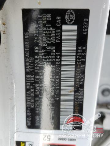 4T1G11AK9LU318841 2020 TOYOTA CAMRY photo no. 13