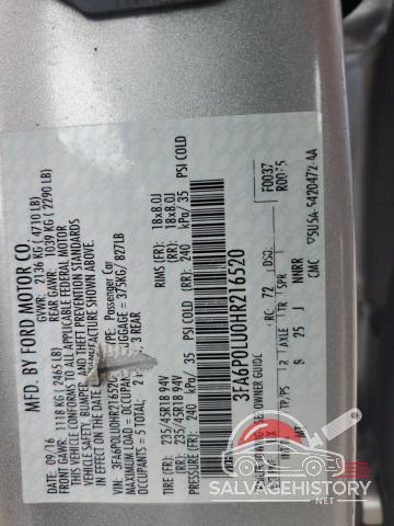 3FA6P0LU0HR216520 2017 FORD FUSION photo no. 12