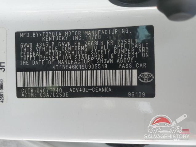 4T1BE46K19U905519 2009 TOYOTA CAMRY photo no. 13