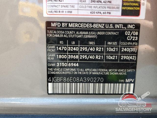 4JGBF86E08A390270 2008 MERCEDES-BENZ GL-CLASS photo no. 12