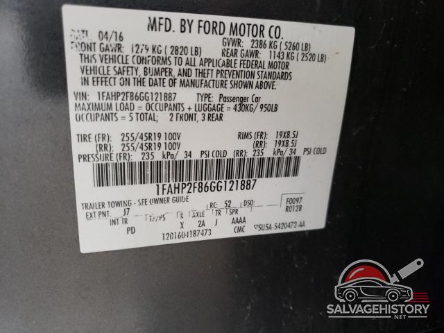 1FAHP2F86GG121887 2016 FORD TAURUS photo no. 12