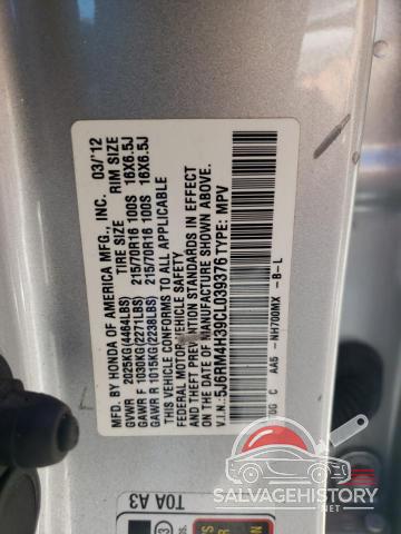 5J6RM4H39CL039376 2012 HONDA CRV photo no. 13