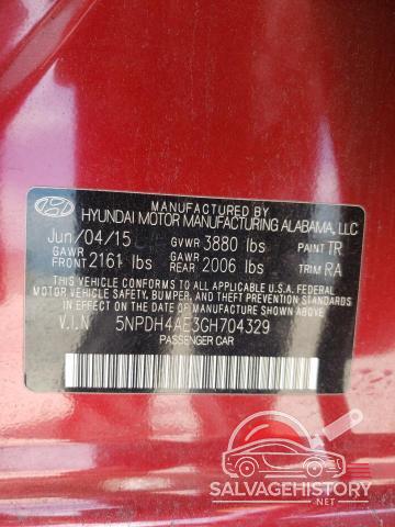 5NPDH4AE3GH704329 2016 HYUNDAI ELANTRA photo no. 12