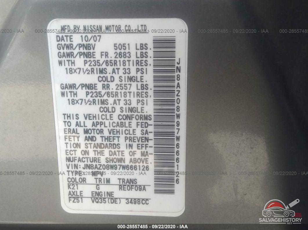 JN8AZ08W97W666126 2007 NISSAN MURANO photo no. 9