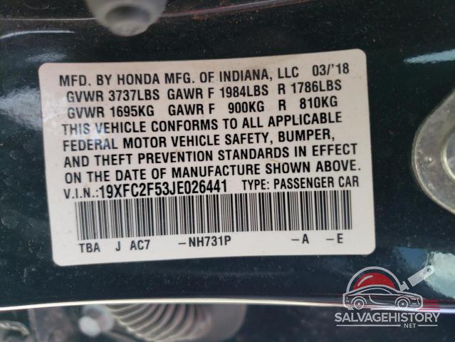 19XFC2F53JE026441 2018 HONDA CIVIC photo no. 12